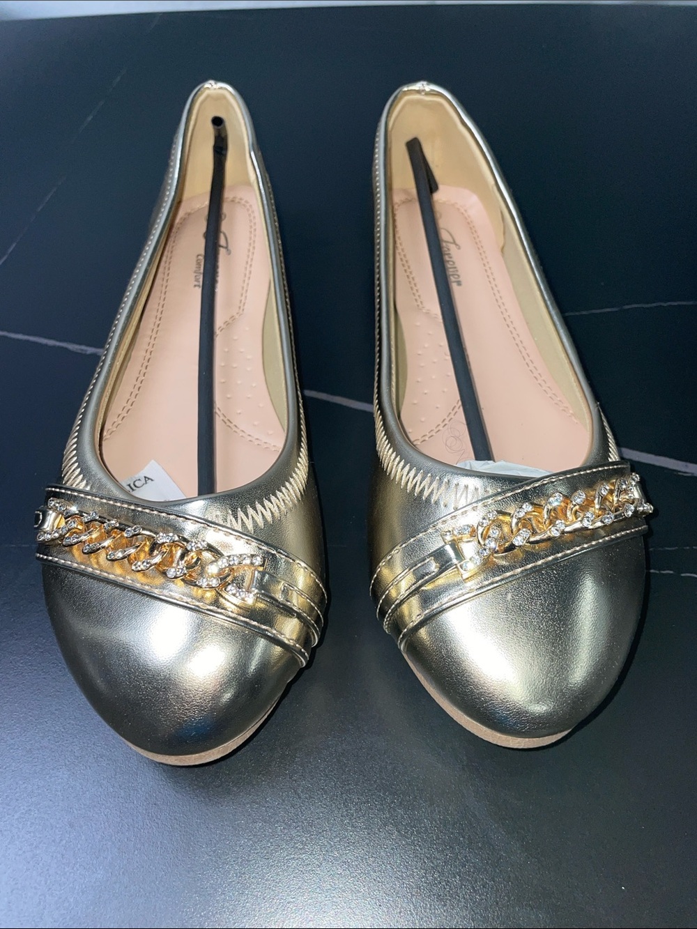 FOREVER COMFORT METALLIC GOLD FLATS FTL-10-032